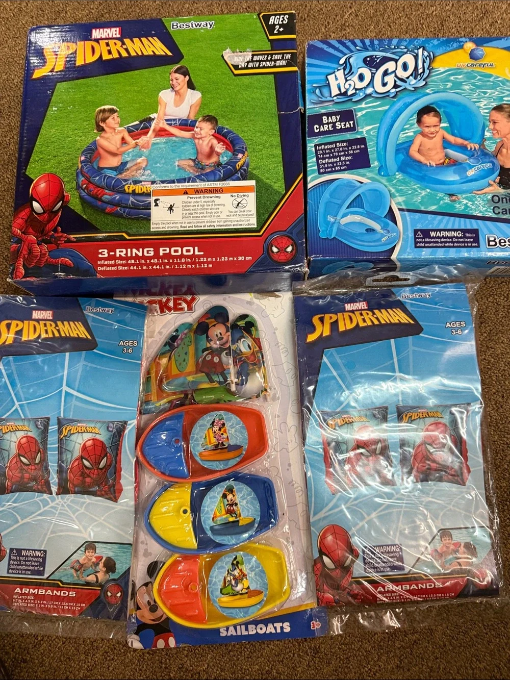 Marvel Spider-Man Kids Pool & Armbands Set with Red and Blue Graphics
